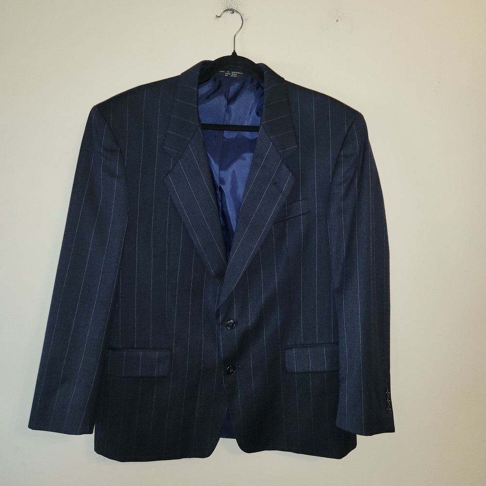 Paulo Solari Elegant Navy Pinstripe Blazer